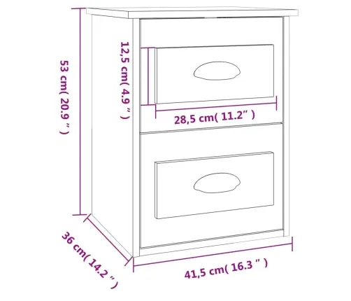 Sienas Naktsskapītis, 41,5X36X53 Cm, Pelēka Ozolkoka Krāsa Vidaxl