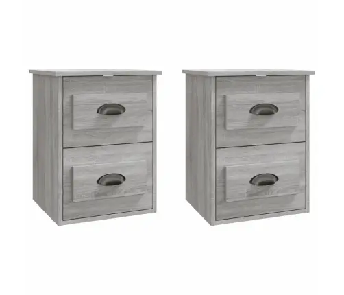 Sienas Naktsskapīši, 2 Gab., 41,5X36X53 Cm, Pelēka Ozolkoka Vidaxl