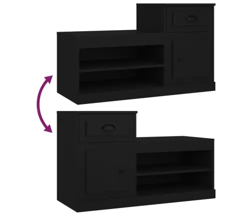 Jalatsikapp, Must, 100 X 42 X 60 cm Tehispuit