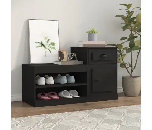 Jalatsikapp, Must, 100 X 42 X 60 cm Tehispuit