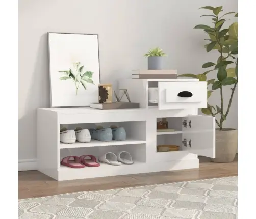 Apavu Plaukts, Spīdīgi Balts, 100X42X60 Cm, Inženierijas Koks Vidaxl