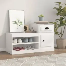 Apavu Plaukts, Spīdīgi Balts, 100X42X60 Cm, Inženierijas Koks Vidaxl