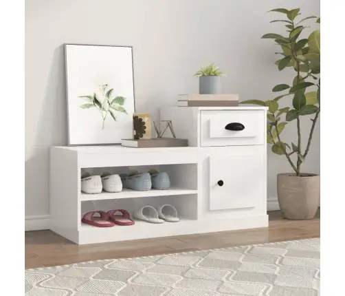 Apavu Plaukts, Spīdīgi Balts, 100X42X60 Cm, Inženierijas Koks Vidaxl