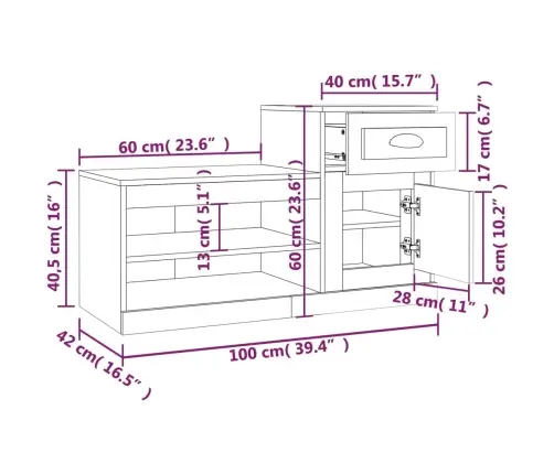 Kingakapp, Sonoma Tamm, 100X42X60 cm Tehispuit