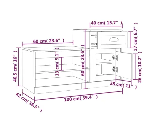 Spintelė Batams, Dūminio Ąžuolo, 100X42X60cm Apdirbta Mediena