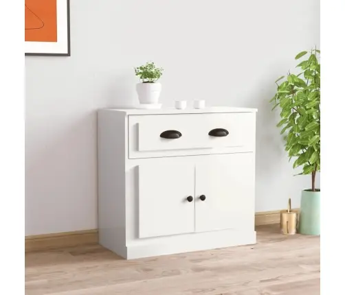 Puhvetkapp, Kõrgläikega Valge, 70 X 35,5 X 67,5 cm Tehispuit