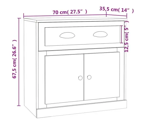 Kumode, Ozolkoka Krāsa, 70X35,5X67,5 Cm, Inženierijas Koks Vidaxl