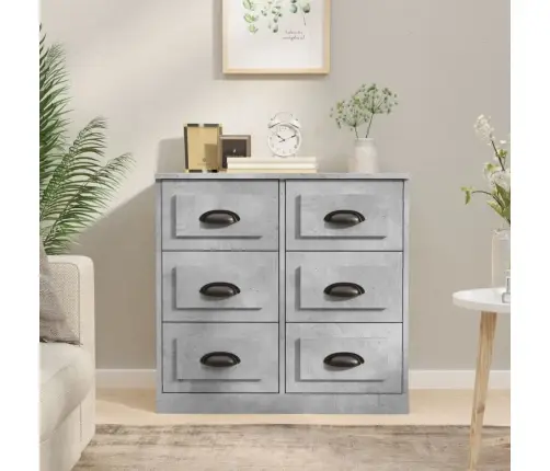 Kumode, Betona Pelēka, 70X35,5X67,5 Cm, Inženierijas Koks Vidaxl