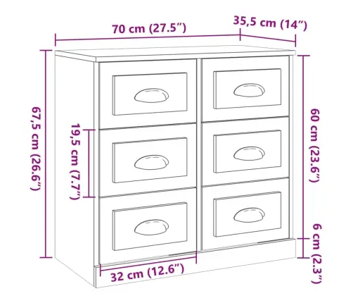 Kumode, Ozolkoka Krāsa, 70X35,5X67,5 Cm, Inženierijas Koks Vidaxl