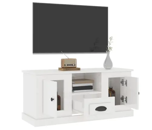 Televizoriaus Spintelė, Balta, 100X35,5X45cm Mediena, Blizgi