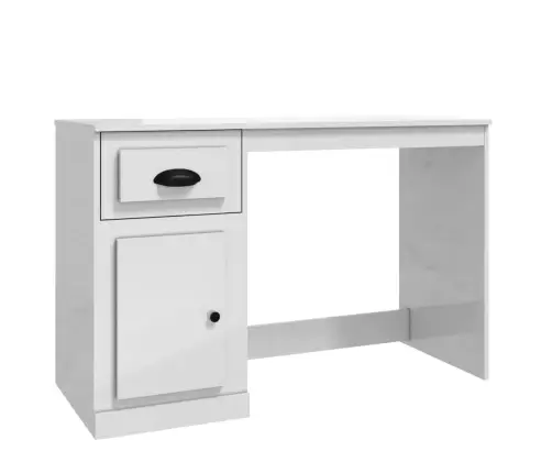 Sahtlitega Kirjutuslaud, Kõrgläikega Valge, 115 X 50 X 75 Cm