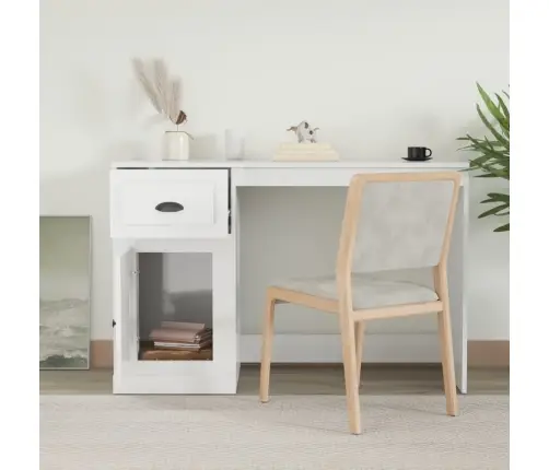 Sahtlitega Kirjutuslaud, Kõrgläikega Valge, 115 X 50 X 75 Cm