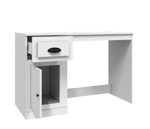 Sahtlitega Kirjutuslaud, Kõrgläikega Valge, 115 X 50 X 75 Cm