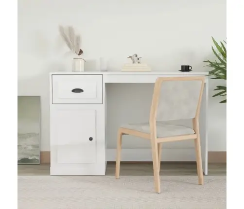 Sahtlitega Kirjutuslaud, Kõrgläikega Valge, 115 X 50 X 75 Cm