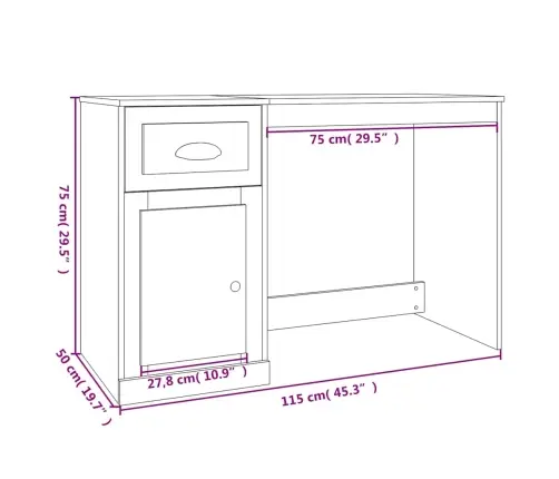 Rakstāmgalds Ar Atvilktni, Ozolkoka Krāsa, 115X50X75 Cm Vidaxl
