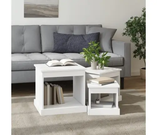 Kafijas Galdiņi, 3 Gab., Balti, Inženierijas Koks Vidaxl Kafijas Galdiņi, 3 Gab., Balti, Inženierijas Koks Vidaxl