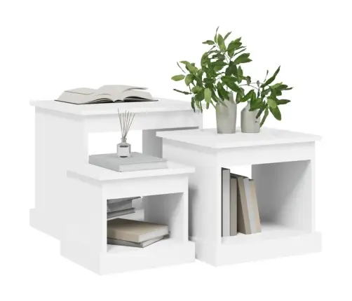 Kafijas Galdiņi, 3 Gab., Balti, Inženierijas Koks Vidaxl Kafijas Galdiņi, 3 Gab., Balti, Inženierijas Koks Vidaxl