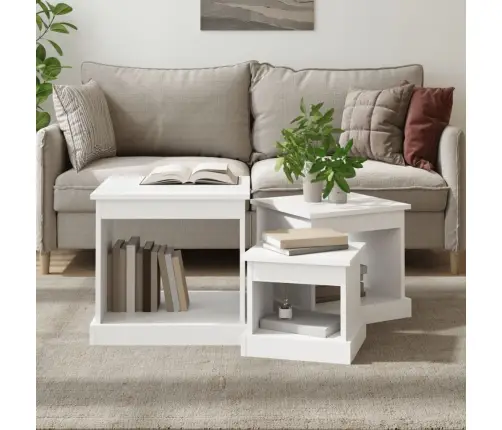 Kafijas Galdiņi, 3 Gab., Balti, Inženierijas Koks Vidaxl Kafijas Galdiņi, 3 Gab., Balti, Inženierijas Koks Vidaxl