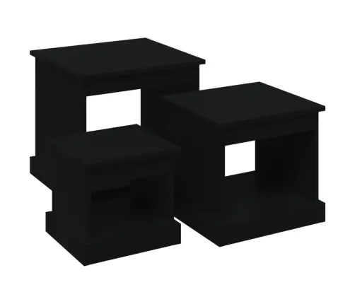 Kafijas Galdiņi, 3 Gab., Melni, Inženierijas Koks Vidaxl