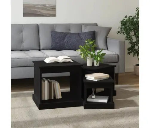 Kafijas Galdiņi, 3 Gab., Melni, Inženierijas Koks Vidaxl