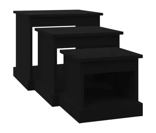 Kafijas Galdiņi, 3 Gab., Melni, Inženierijas Koks Vidaxl