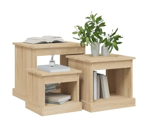 Kavos Staliukai, 3Vnt., Sonoma Ąžuolo Spalvos, Apdirbta Mediena Kavos Staliukai, 3Vnt., Sonoma Ąžuolo Spalvos, Apdirbta Mediena