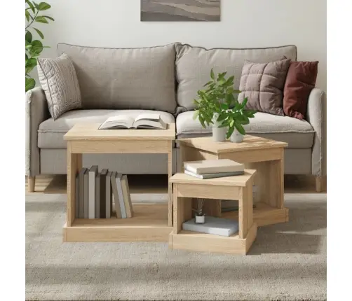 Kavos Staliukai, 3Vnt., Sonoma Ąžuolo Spalvos, Apdirbta Mediena Kavos Staliukai, 3Vnt., Sonoma Ąžuolo Spalvos, Apdirbta Mediena