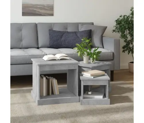 Kafijas Galdiņi, 3 Gab., Betona Pelēki, Inženierijas Koks Vidaxl