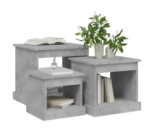 Kafijas Galdiņi, 3 Gab., Betona Pelēki, Inženierijas Koks Vidaxl