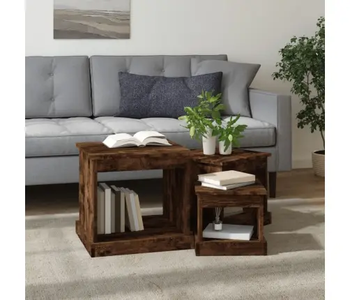 Kafijas Galdiņi, 3 Gab., Ozolkoka Krāsa, Inženierijas Koks Vidaxl