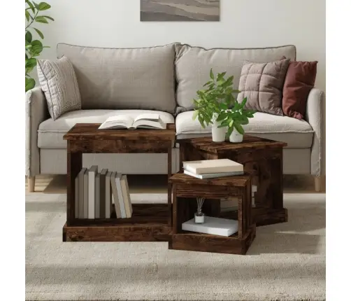 Kafijas Galdiņi, 3 Gab., Ozolkoka Krāsa, Inženierijas Koks Vidaxl