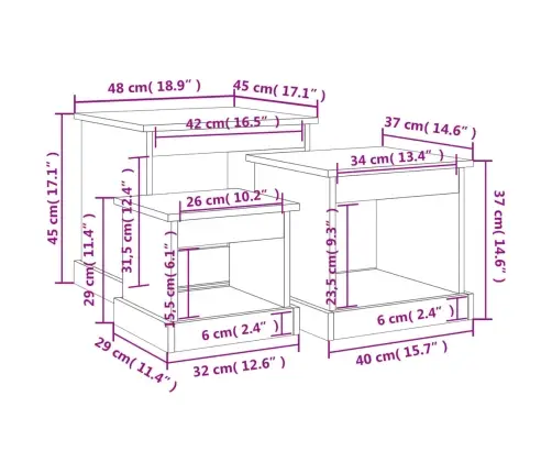 Kohvilaud 3 Tk, Hall Sonoma Tamm, Tehispuit