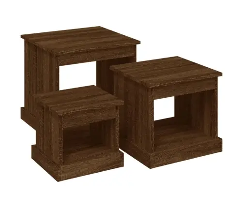 Kohvilaud 3 Tk, Pruun Tamm, Tehispuit Kohvilaud 3 Tk, Pruun Tamm, Tehispuit