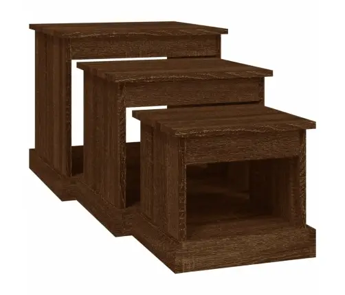 Kohvilaud 3 Tk, Pruun Tamm, Tehispuit Kohvilaud 3 Tk, Pruun Tamm, Tehispuit