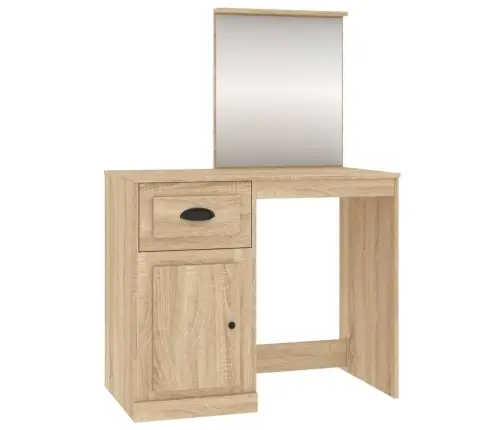 Peegliga Tualettlaud, Sonoma Tamm, 90X50X132,5 cm Tehispuit