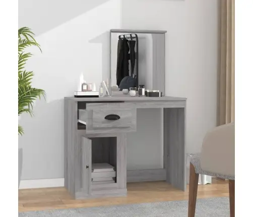 Peegliga Tualettlaud, Hall Sonoma, 90X50X132,5 cm Tehispuit