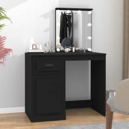 Kosmetinis Staliukas Su Led, Juodas, 90X50X132,5cm Mediena