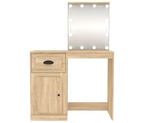 Spoguļgaldiņa Komplekts, Led, 90X50X132,5 Cm, Inženierijas Koks Vidaxl