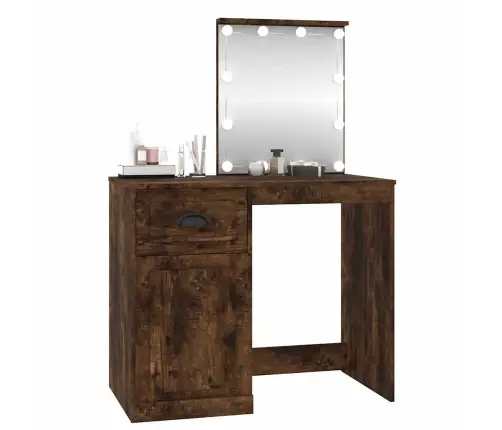 Spoguļgaldiņa Komplekts, Led, 90X50X132,5 Cm, Inženierijas Koks Vidaxl