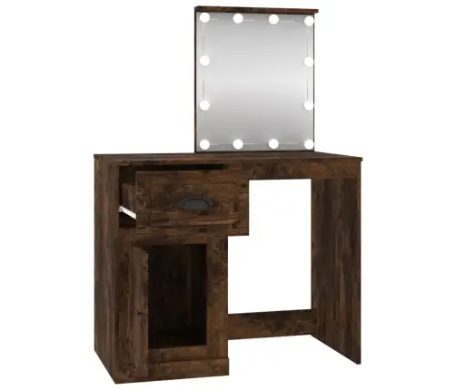Spoguļgaldiņa Komplekts, Led, 90X50X132,5 Cm, Inženierijas Koks Vidaxl