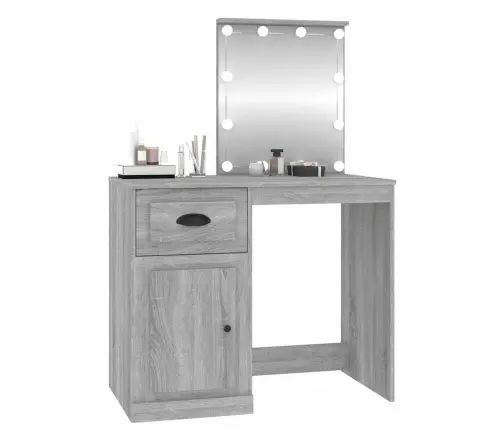 Spoguļgaldiņa Komplekts, Led, 90X50X132,5 Cm, Inženierijas Koks Vidaxl