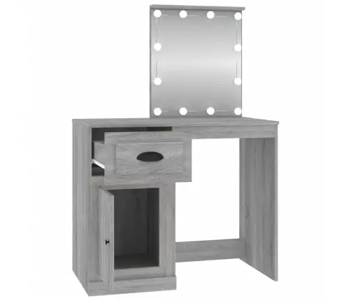 Spoguļgaldiņa Komplekts, Led, 90X50X132,5 Cm, Inženierijas Koks Vidaxl