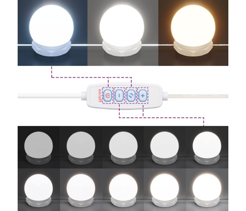 Spoguļgaldiņa Komplekts, Led, 90X50X132,5 Cm, Inženierijas Koks Vidaxl