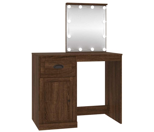 Spoguļgaldiņa Komplekts, Led, 90X50X132,5 Cm, Inženierijas Koks Vidaxl
