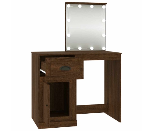 Spoguļgaldiņa Komplekts, Led, 90X50X132,5 Cm, Inženierijas Koks Vidaxl