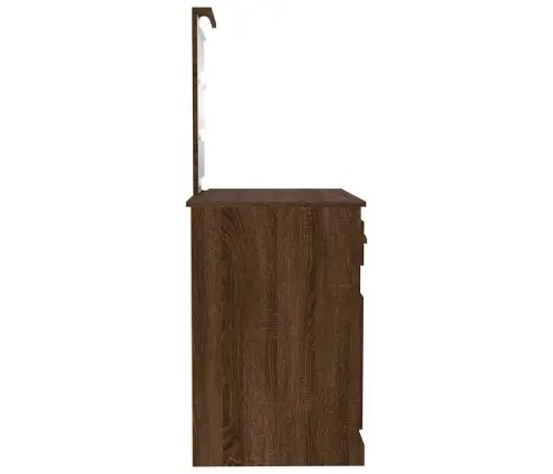 Spoguļgaldiņa Komplekts, Led, 90X50X132,5 Cm, Inženierijas Koks Vidaxl