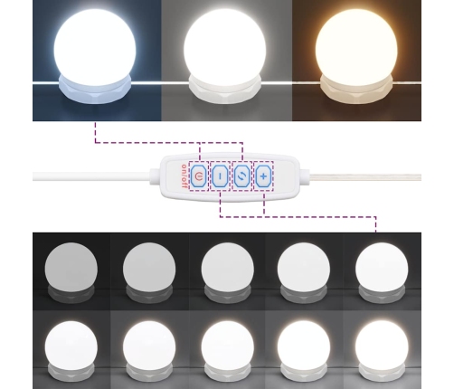 Spoguļgaldiņa Komplekts, Led, 90X50X132,5 Cm, Inženierijas Koks Vidaxl