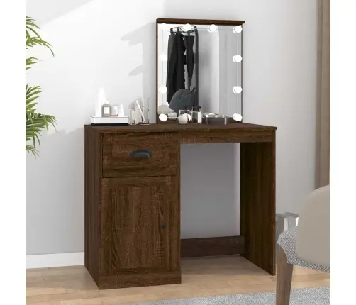 Spoguļgaldiņa Komplekts, Led, 90X50X132,5 Cm, Inženierijas Koks Vidaxl