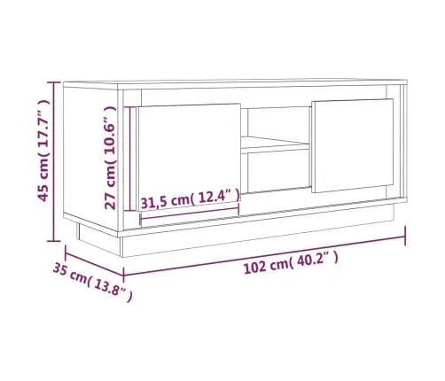 Televizoriaus Spintelė, Baltos Spalvos, 102X35X45cm Mediena