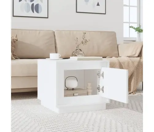 Kohvilaud, Kõrgläikega Valge, 51X50X44 cm Tehispuit